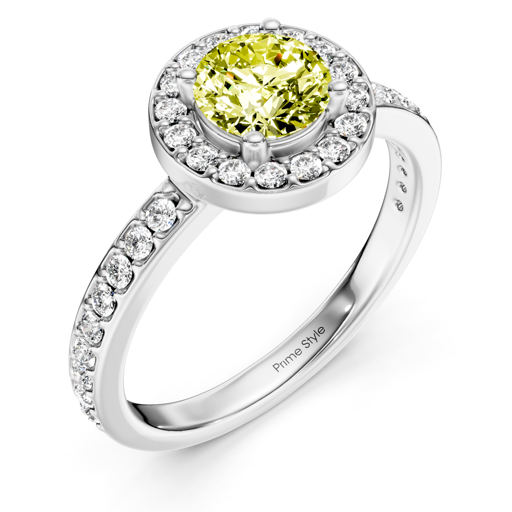 1.40-4.40 CT Round Cut Fancy Yellow Diamonds - Engagement Ring