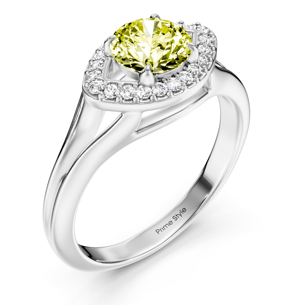 1.10-4.10 CT Round Cut Fancy Yellow Diamonds - Engagement Ring