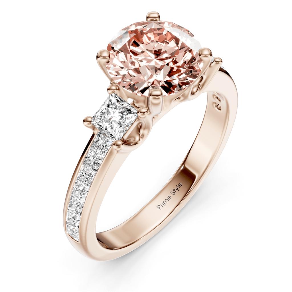 1.75-4.75 CT Princess & Round Cut Fancy Pink Diamonds - Engagement Ring