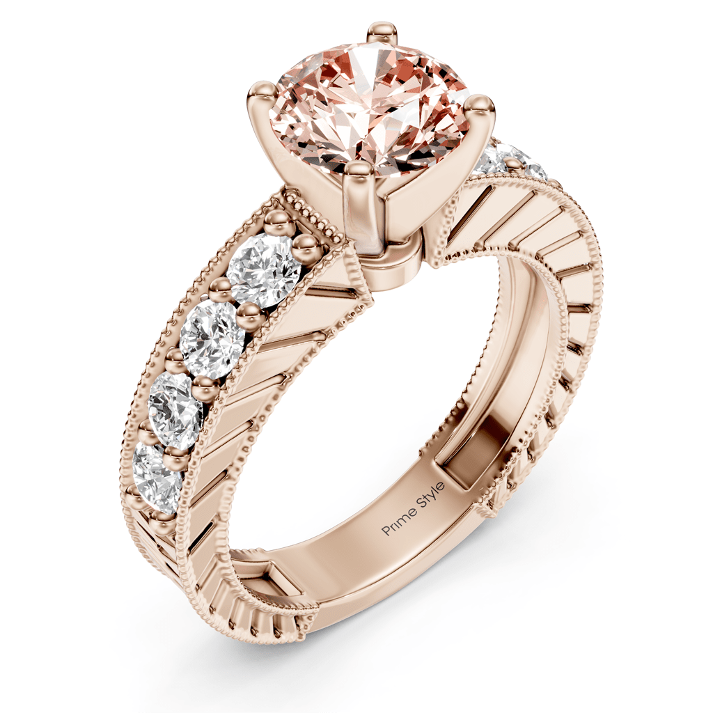 1.85 - 4.85 CT Princess & Round Cut Fancy Pink Diamonds - Engagement Ring - Primestyle.com