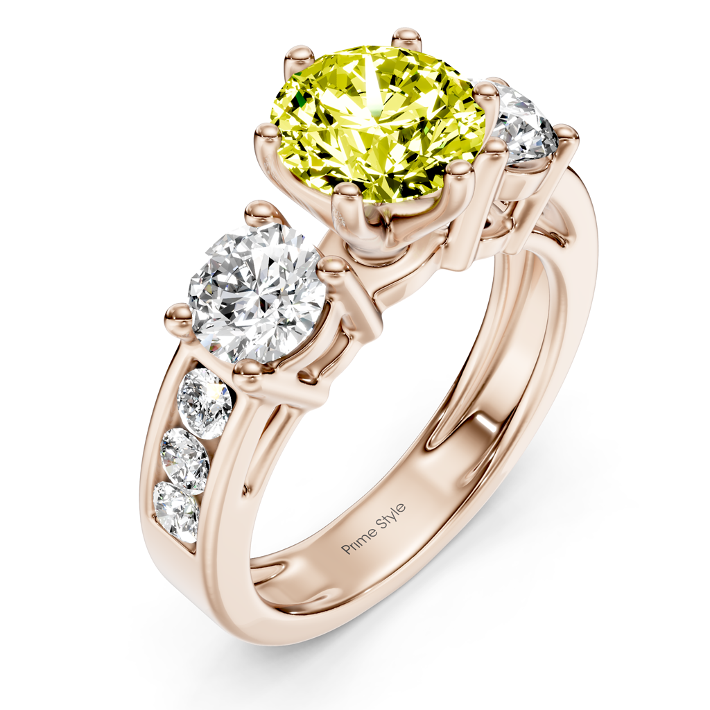 1.80-4.80 CT Princess & Round Cut Fancy Yellow Diamonds - Engagement Ring
