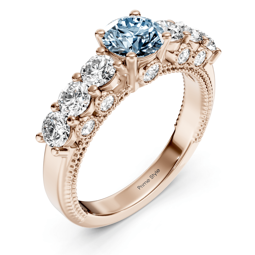2.10 - 5.10 CT Round Cut Fancy Blue Diamonds - Engagement Ring - Primestyle.com
