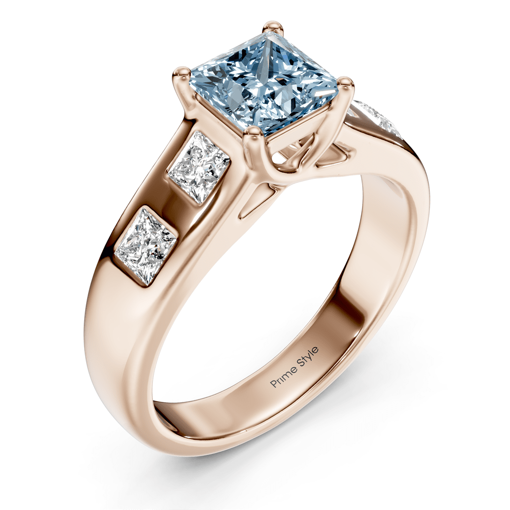 1.50-4.50 CT Princess Cut Fancy Blue Diamonds - Engagement Ring