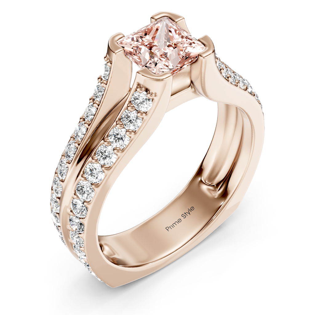 2.00-5.00 CT Princess & Round Cut Fancy Pink Diamonds - Engagement Ring