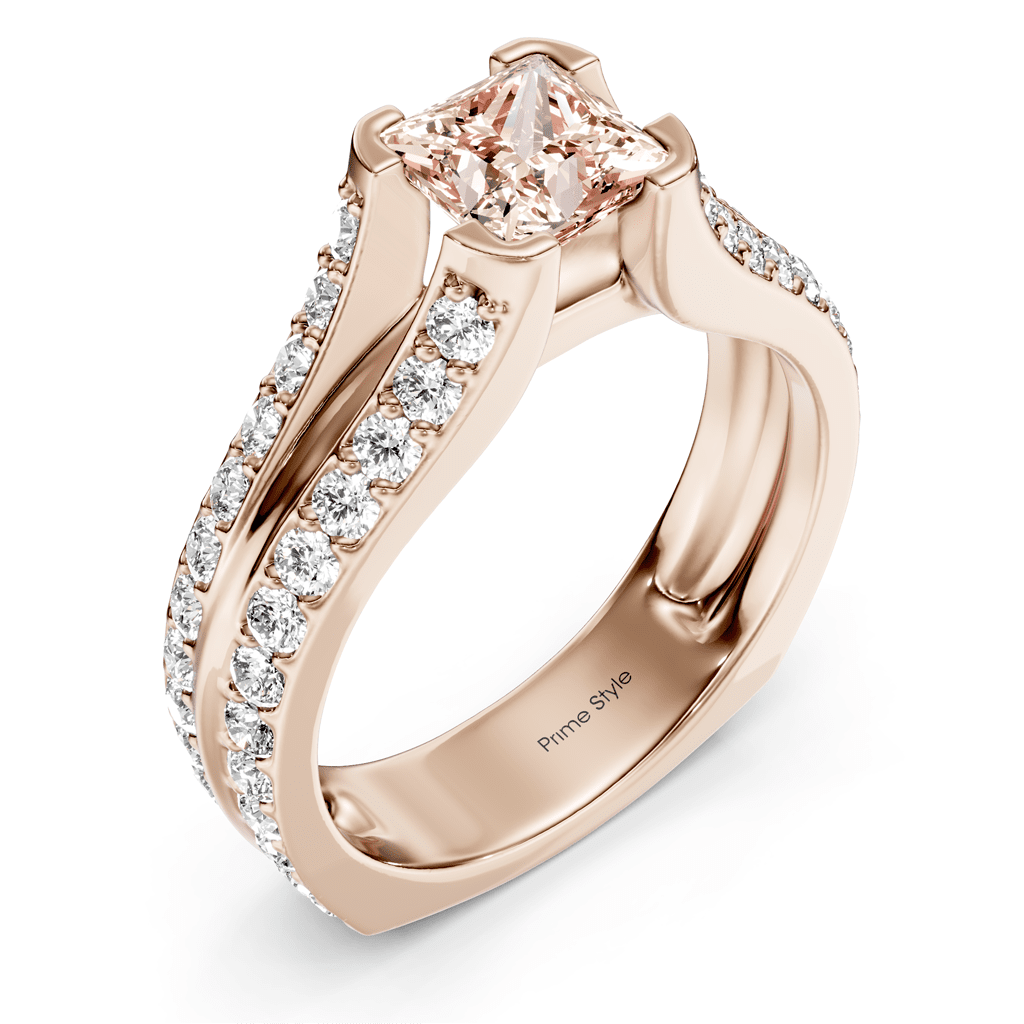 2.00-5.00 CT Princess & Round Cut Fancy Pink Diamonds - Engagement Ring