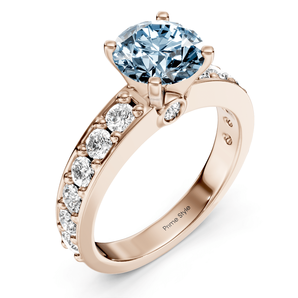 1.80 - 4.80 CT Round Cut Fancy Blue Diamonds - Engagement Ring - Primestyle.com