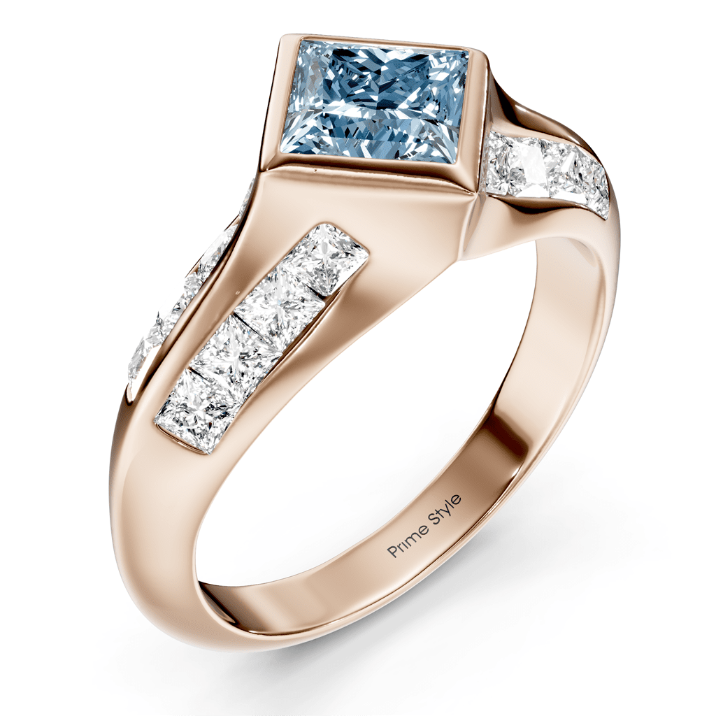 2.00-5.00 CT Princess Cut Fancy Blue Diamonds - Engagement Ring