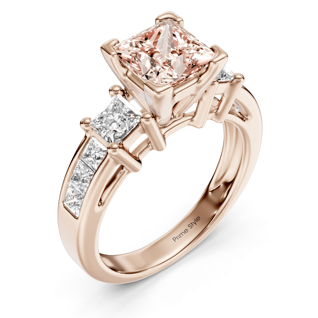 1.85 - 4.85 CT Princess Cut Fancy Pink Diamonds - Engagement Ring - Primestyle.com