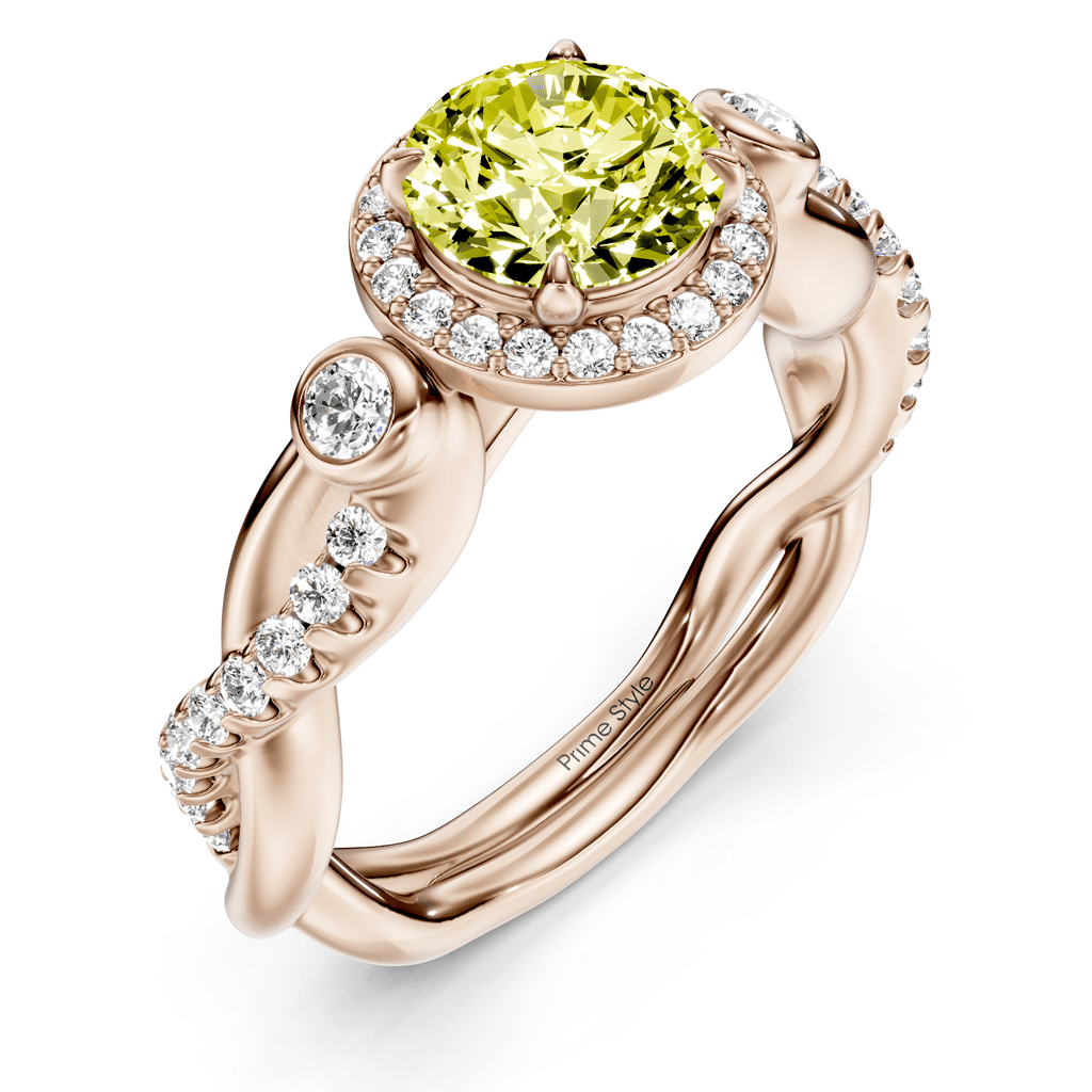 1.47 - 4.47 CT Round Cut Fancy Yellow Diamonds - Engagement Ring - Primestyle.com