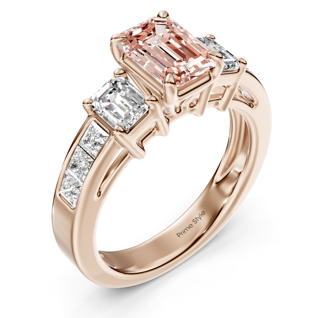 2.20-5.20 CT Emerald & Princess Cut Fancy Pink Diamonds - Engagement Ring