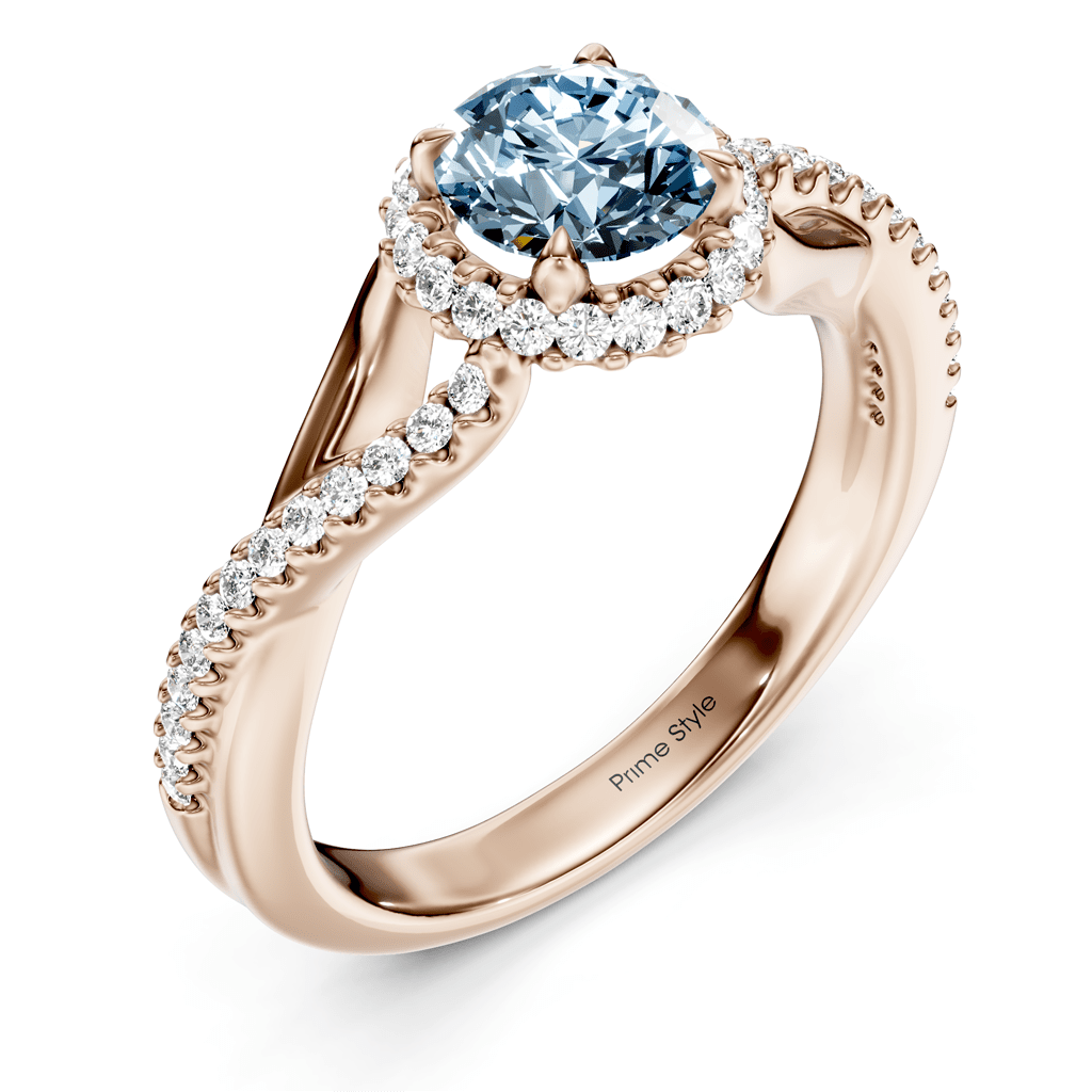 1.25 - 4.25 CT Round Cut Fancy Blue Diamonds - Engagement Ring - Primestyle.com
