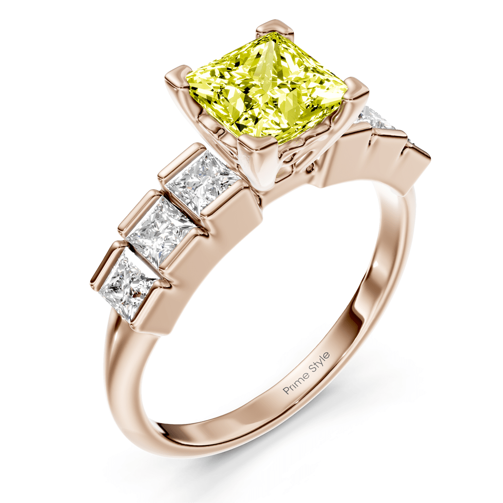 1.80-4.80 CT Princess Cut Fancy Yellow Diamonds - Engagement Ring