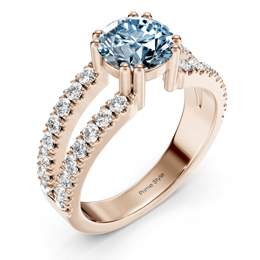 1.70 - 4.70 CT Round Cut Fancy Blue Diamonds - Engagement Ring - Primestyle.com