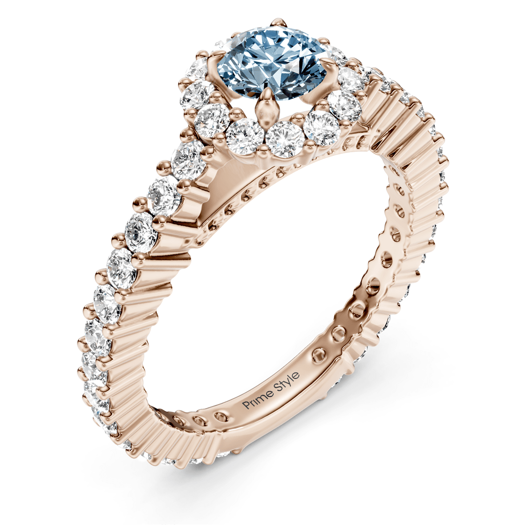 1.85 - 4.85 CT Round Cut Fancy Blue Diamonds - Engagement Ring - Primestyle.com