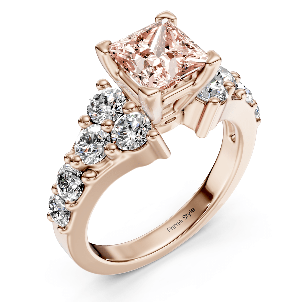 2.40-5.40 CT Princess & Round Cut Fancy Pink Diamonds - Engagement Ring