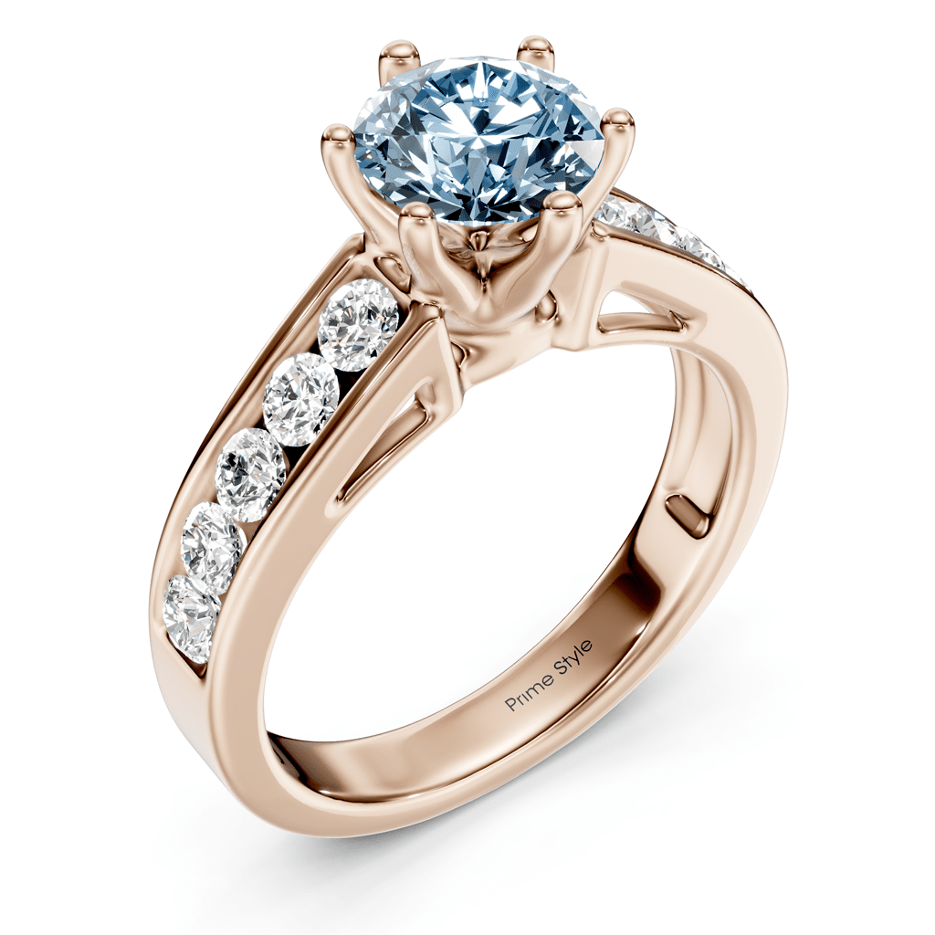 1.65 - 4.65 CT Round Cut Fancy Blue Diamonds - Engagement Ring - Primestyle.com
