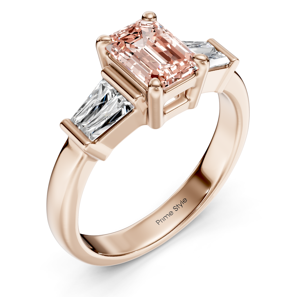 1.40-4.40 CT Emerald & Taper Cut Fancy Pink Diamonds - Engagement Ring