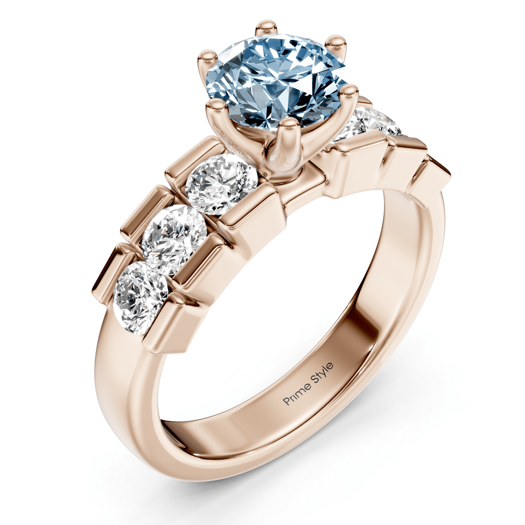 1.85 - 4.85 CT Round Cut Fancy Blue Diamonds - Engagement Ring - Primestyle.com