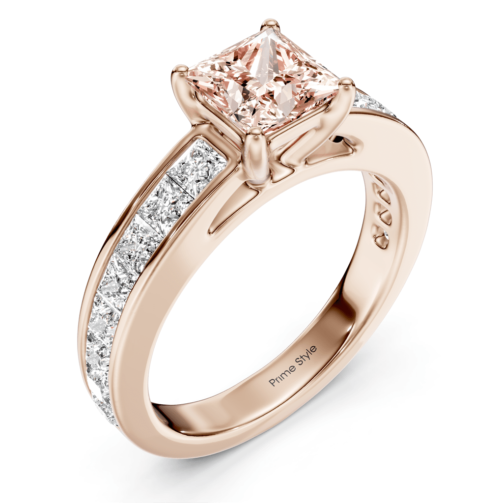 2.25 - 5.25 CT Princess Cut Fancy Pink Diamonds - Engagement Ring - Primestyle.com