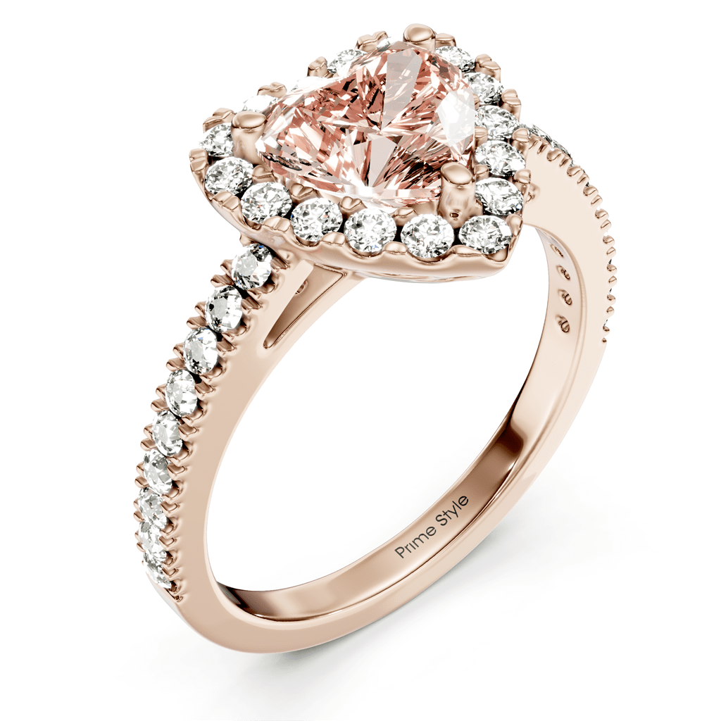 1.45 - 4.45 CT Heart & Round Cut Fancy Pink Diamonds - Engagement Ring - Primestyle.com