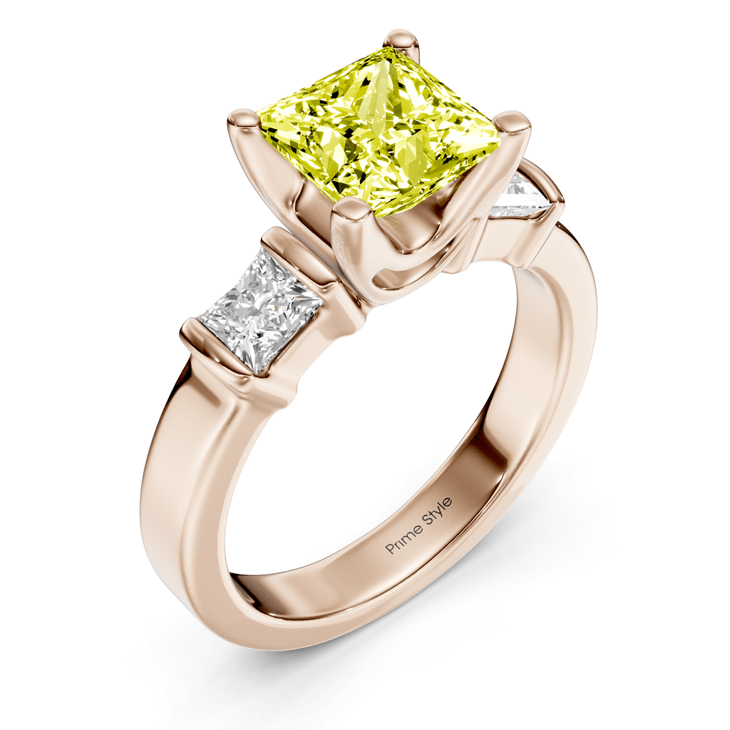 1.50-4.50 CT Princess Cut Fancy Yellow Diamonds - Engagement Ring