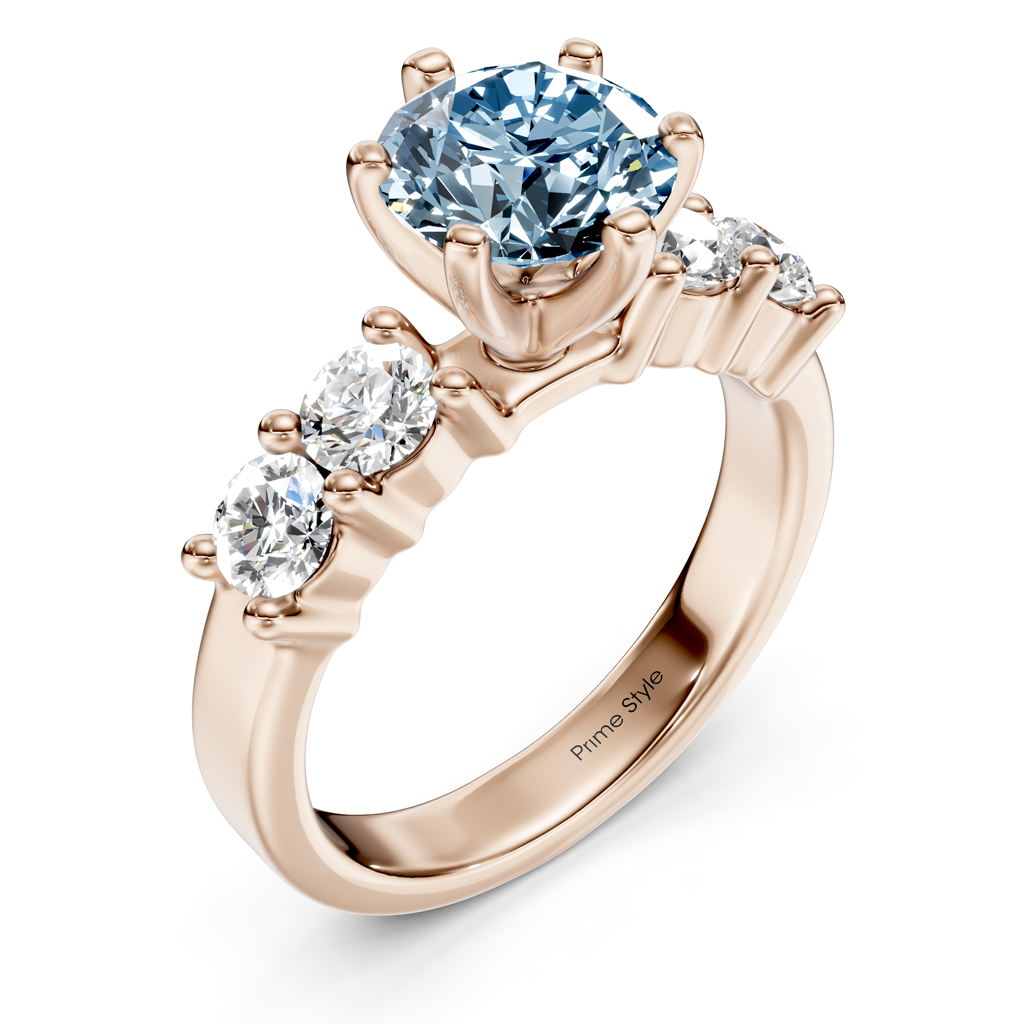 1.60-4.60 CT Round Cut Fancy Blue Diamonds - Engagement Ring