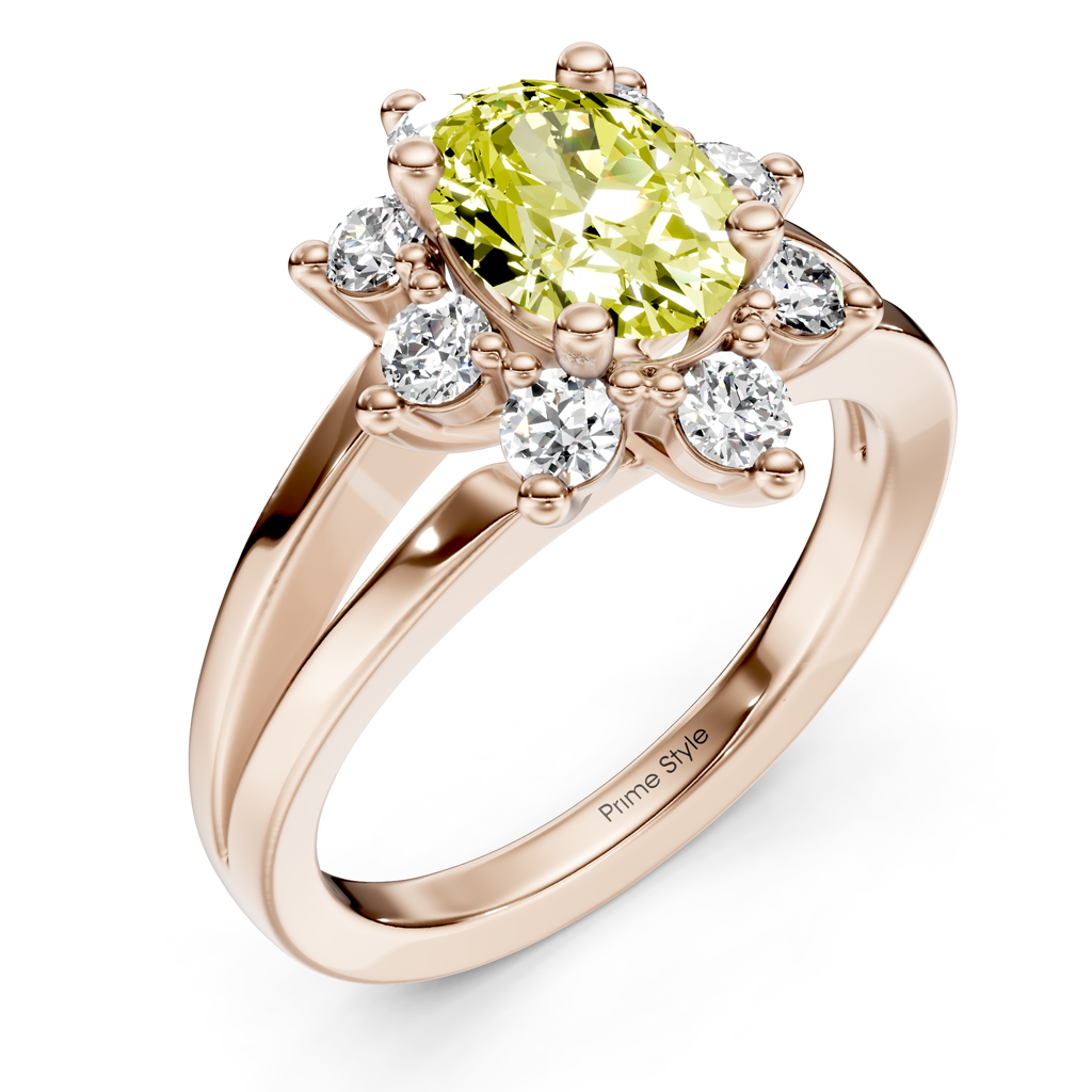 1.40-4.40 CT Oval & Round Cut Fancy Yellow Diamonds - Engagement Ring