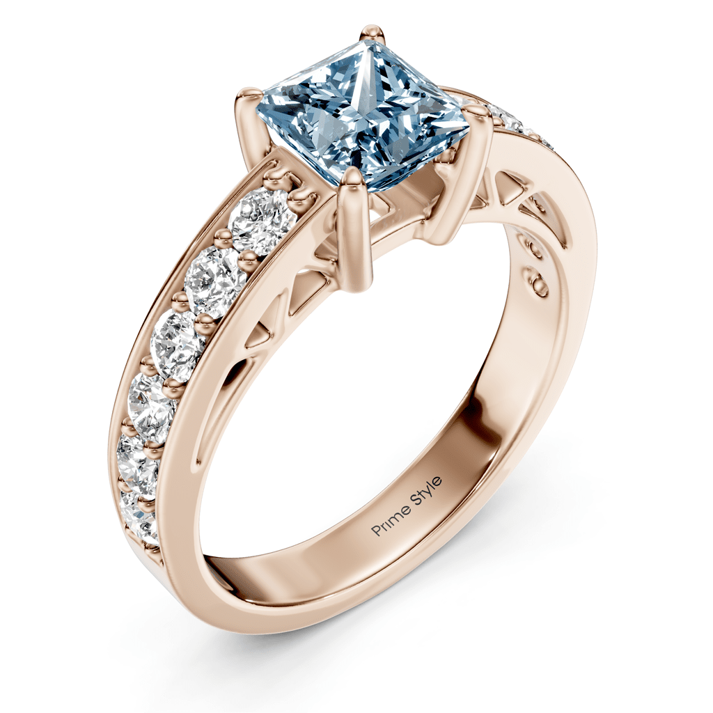1.50 - 4.50 CT Princess & Round Cut Fancy Blue Diamonds - Engagement Ring - Primestyle.com