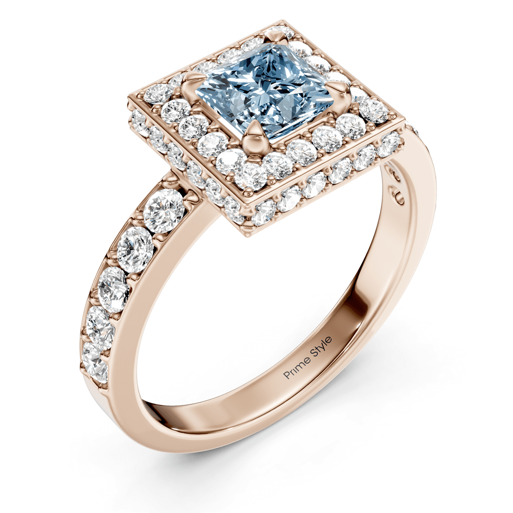 2.00 - 5.00 CT Princess & Round Cut Fancy Blue Diamonds - Engagement Ring - Primestyle.com