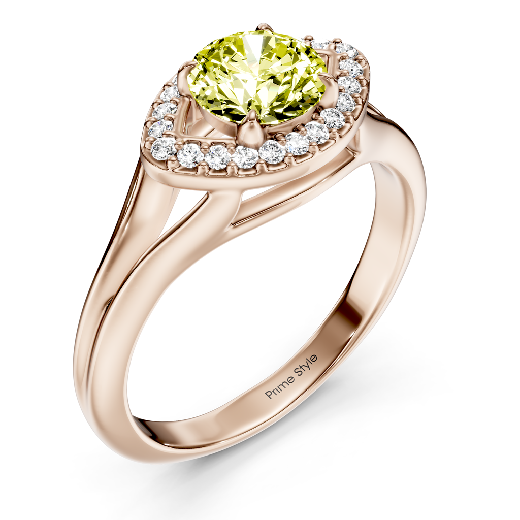 1.10-4.10 CT Round Cut Fancy Yellow Diamonds - Engagement Ring