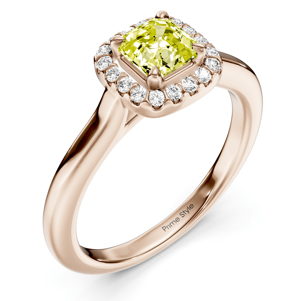 1.15 - 4.15 CT Ascher & Round Cut Fancy Yellow Diamonds - Engagement Ring - Primestyle.com