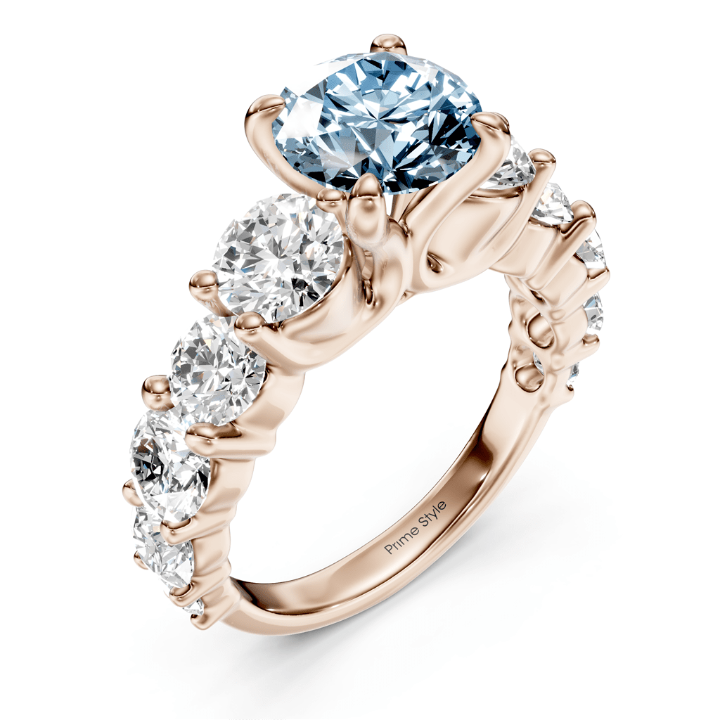 3.50 - 6.50 CT Round Cut Fancy Blue Diamonds - Engagement Ring - Primestyle.com