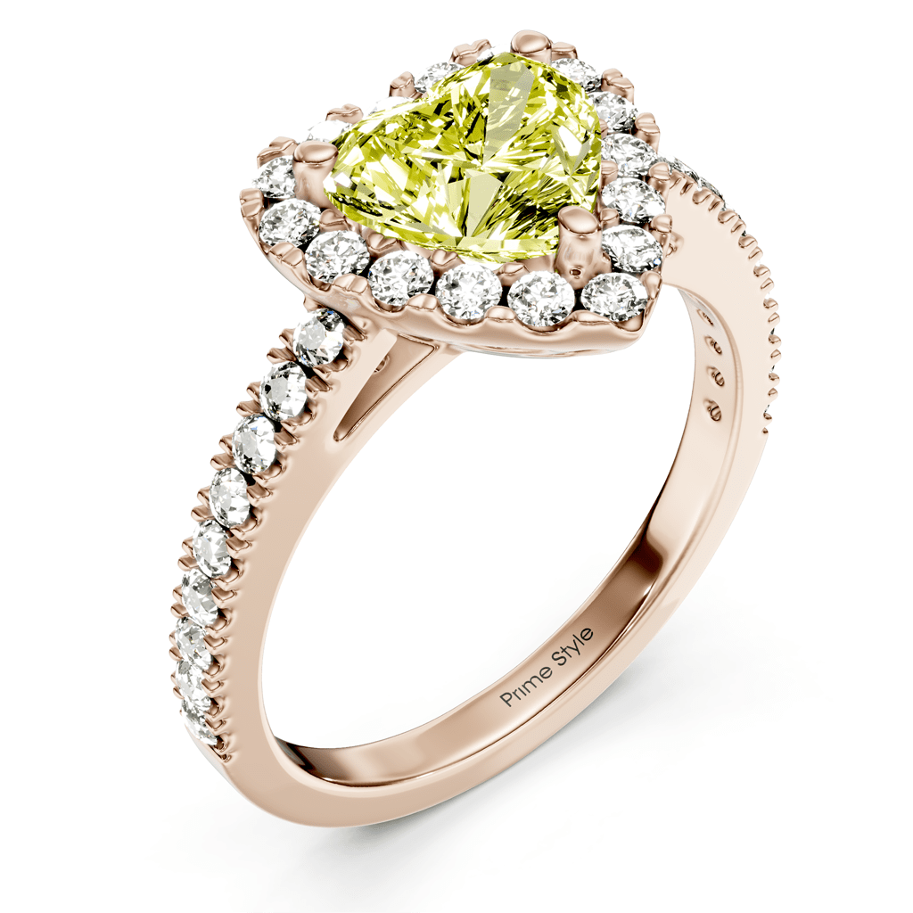 1.45-4.45 CT Heart & Round Cut Fancy Yellow Diamonds - Engagement Ring