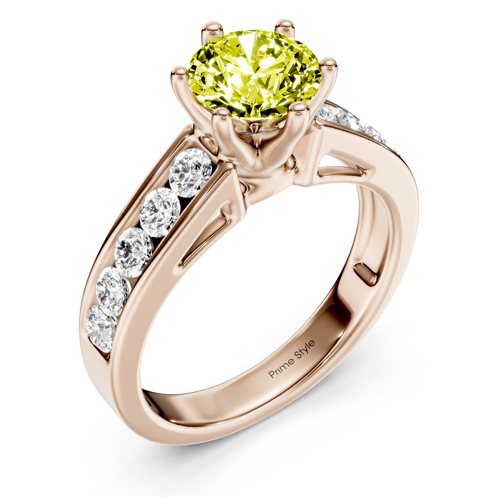 1.65-4.65 CT Round Cut Fancy Yellow Diamonds - Engagement Ring