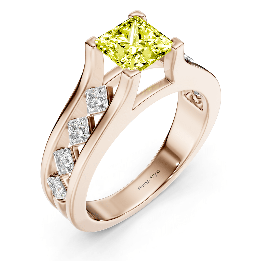 1.80-4.80 CT Princess Cut Fancy Yellow Diamonds - Engagement Ring