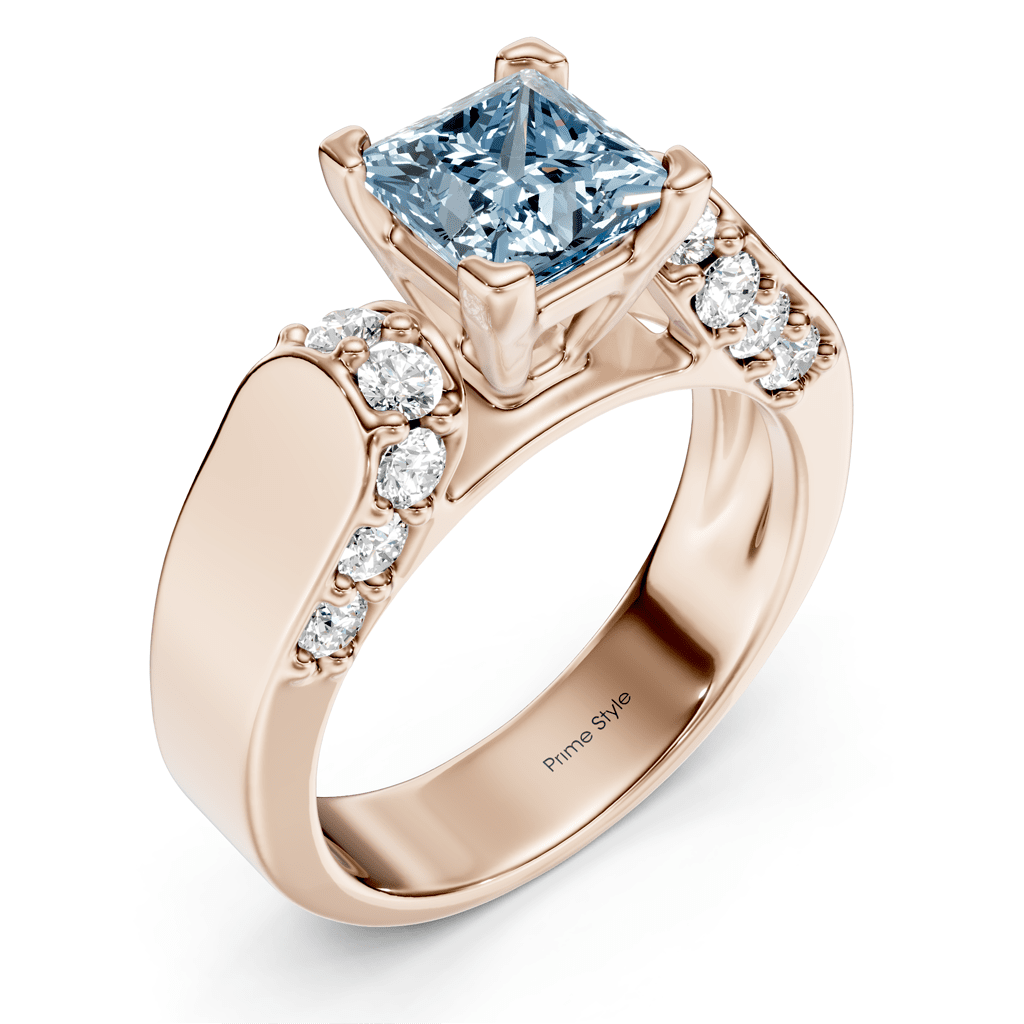 1.65 - 4.65 CT Princess & Round Cut Fancy Blue Diamonds - Engagement Ring - Primestyle.com