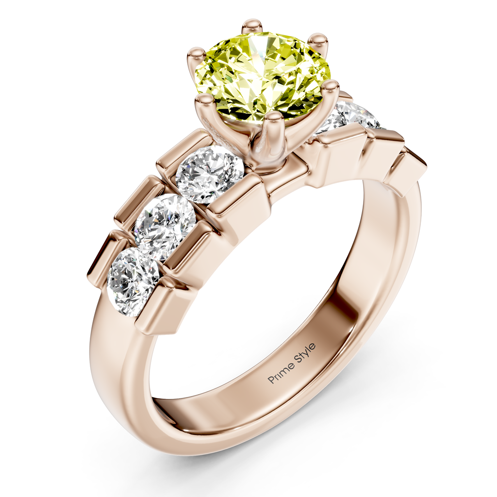 1.85-4.85 CT Round Cut Fancy Yellow Diamonds - Engagement Ring