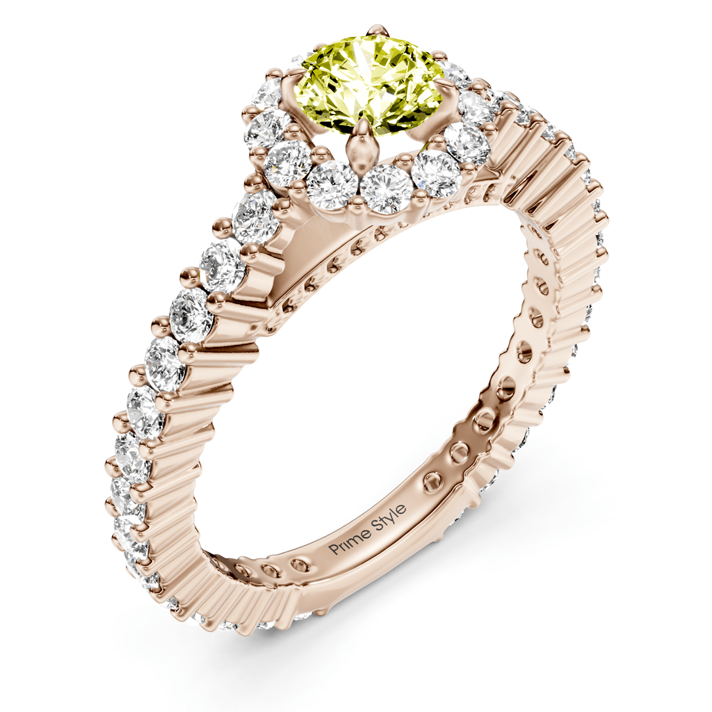 1.85 - 4.85 CT Round Cut Fancy Yellow Diamonds - Engagement Ring - Primestyle.com