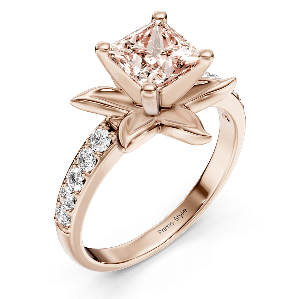 1.25 - 4.25 CT Princess & Round Cut Fancy Pink Diamonds - Engagement Ring - Primestyle.com