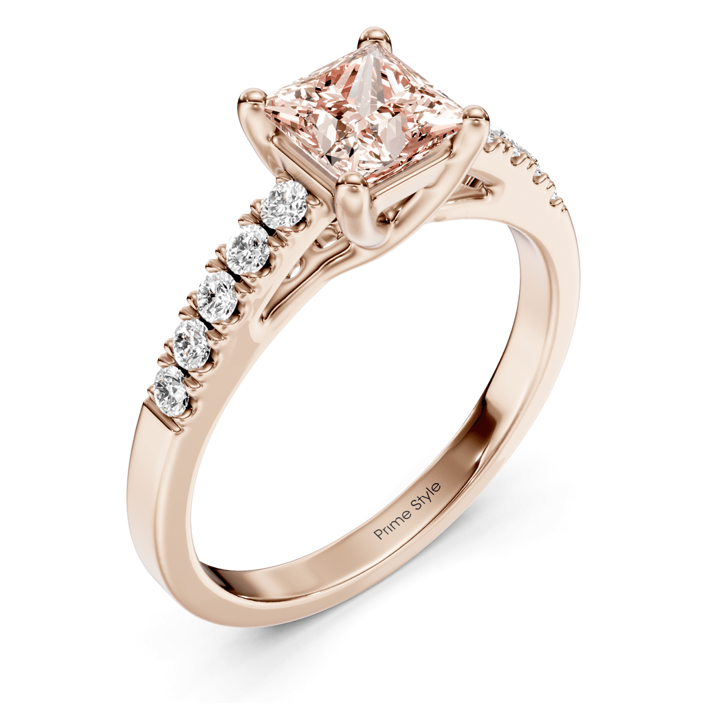 1.25 - 4.25 CT Princess & Round Cut Fancy Pink Diamonds - Engagement Ring - Primestyle.com