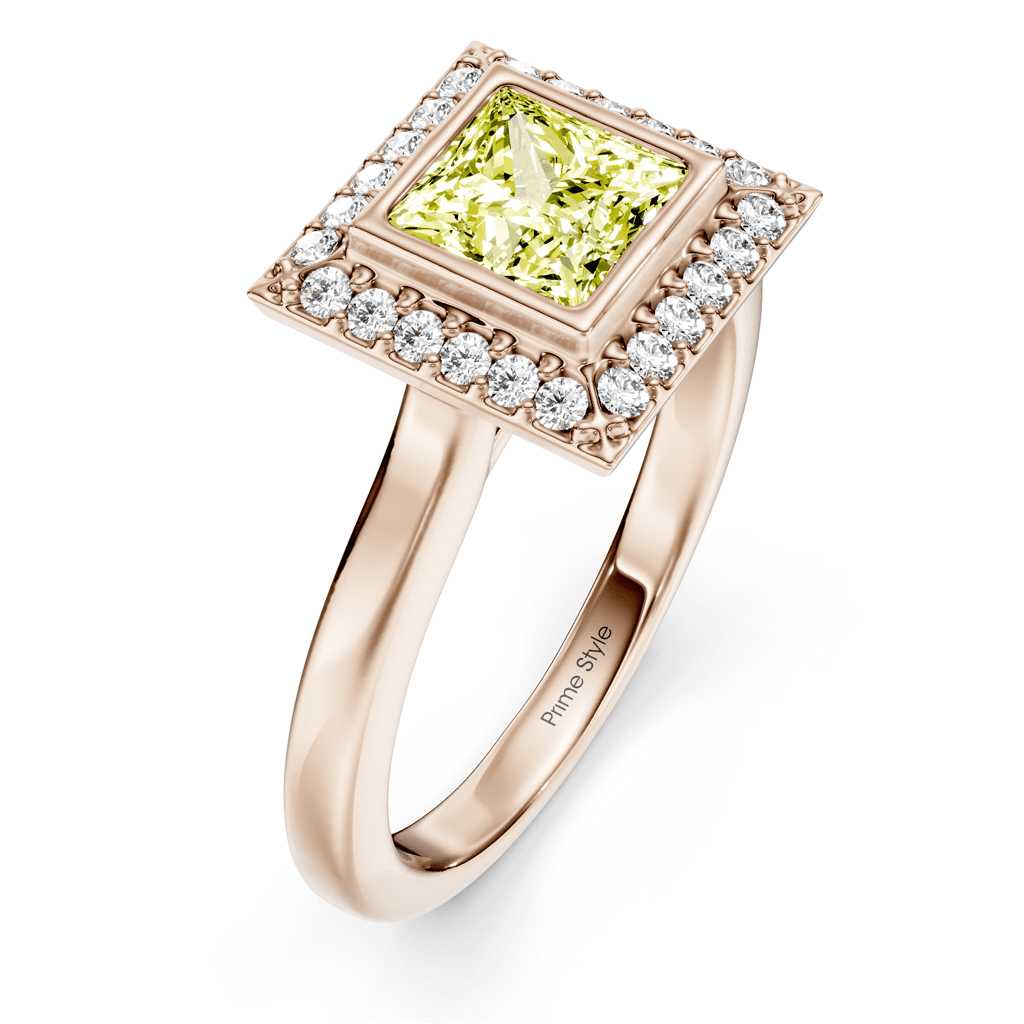 1.14 - 4.14 CT Princess & Round Cut Fancy Yellow Diamonds - Engagement Ring - Primestyle.com