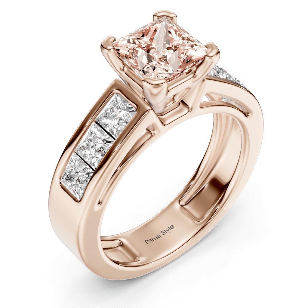 2.05 - 5.05 CT Princess Cut Fancy Pink Diamonds - Engagement Ring - Primestyle.com