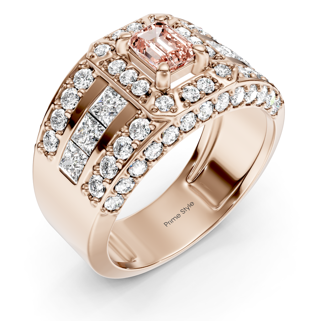 2.70-5.70 CT Emerald & Round Cut Fancy Pink Diamonds - Engagement Ring