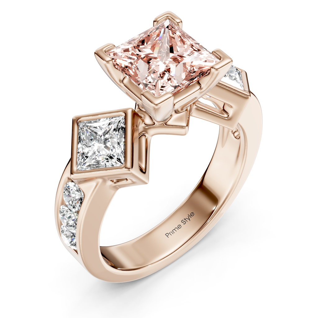 2.20-5.20 CT Princess & Round Cut Fancy Pink Diamonds - Engagement Ring