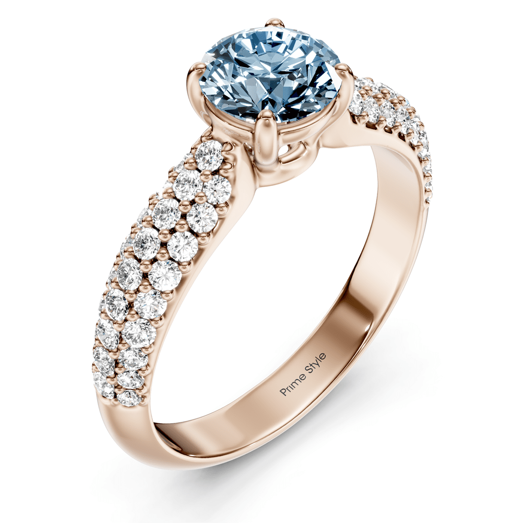1.50 - 4.50 CT Round Cut Fancy Blue Diamonds - Engagement Ring - Primestyle.com