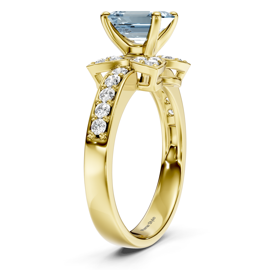 1.40-4.40 CT Emerald & Round Cut Fancy Blue Diamonds - Engagement Ring