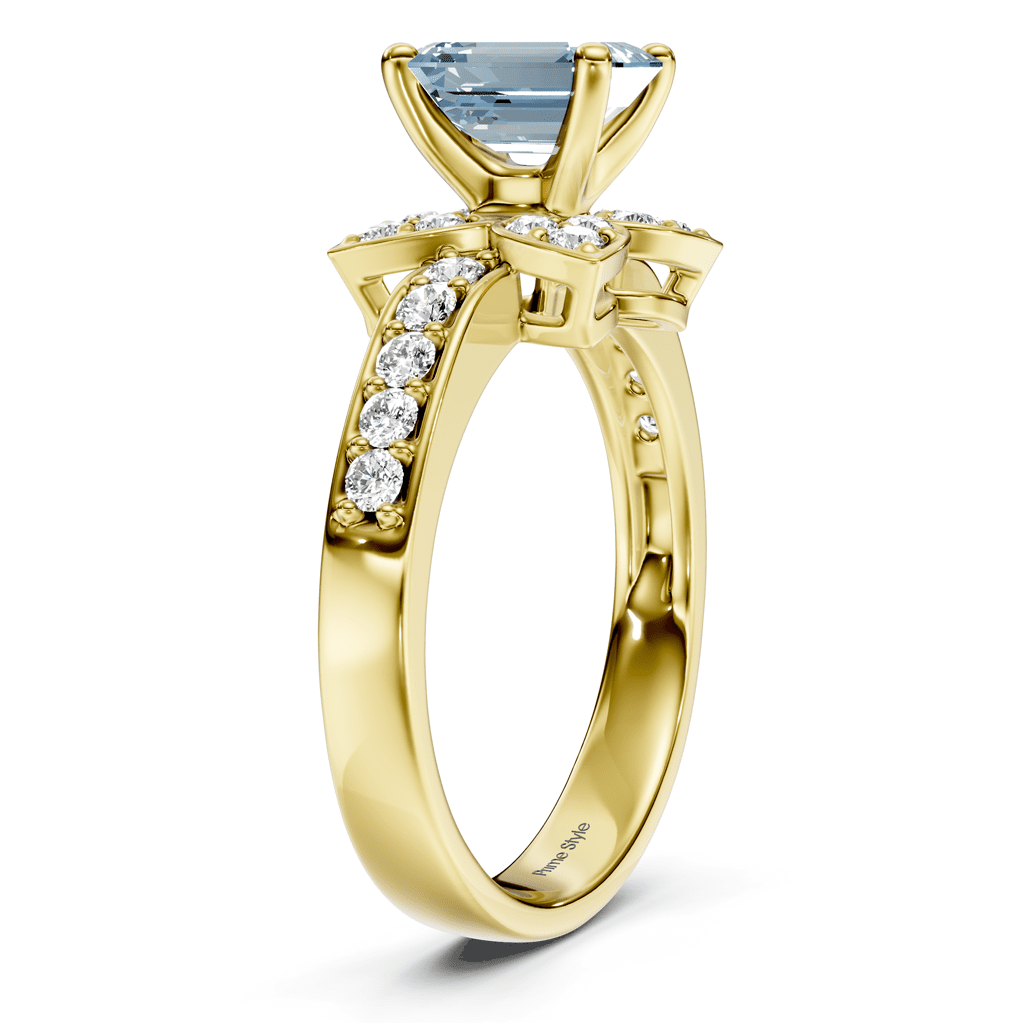 1.40-4.40 CT Emerald & Round Cut Fancy Blue Diamonds - Engagement Ring