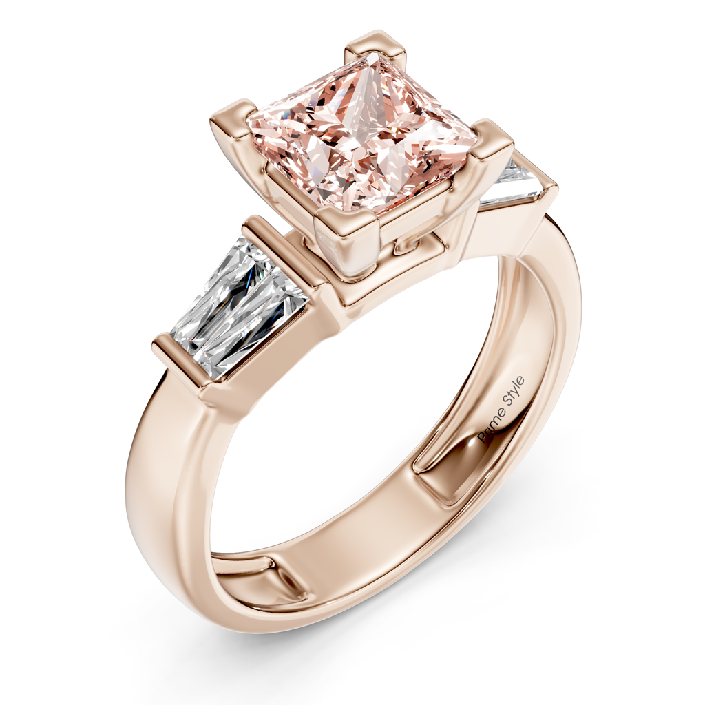 1.40-4.40 CT Princess & Taper Cut Fancy Pink Diamonds - Engagement Ring