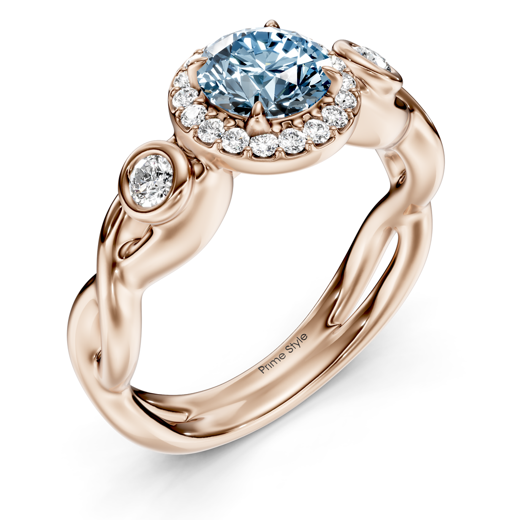 1.27-4.27 CT Round Cut Fancy Blue Diamonds - Engagement Ring