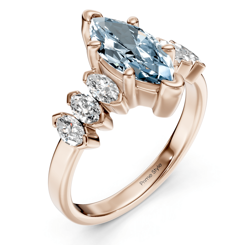 2.00 - 5.00 CT Marquise Cut Fancy Blue Diamonds - Engagement Ring - Primestyle.com